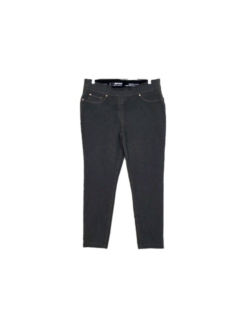Nygard Luxe Denim Pants L Olive High Rise 4 Way Stretch Pull On Skinny Cuff Edgy
